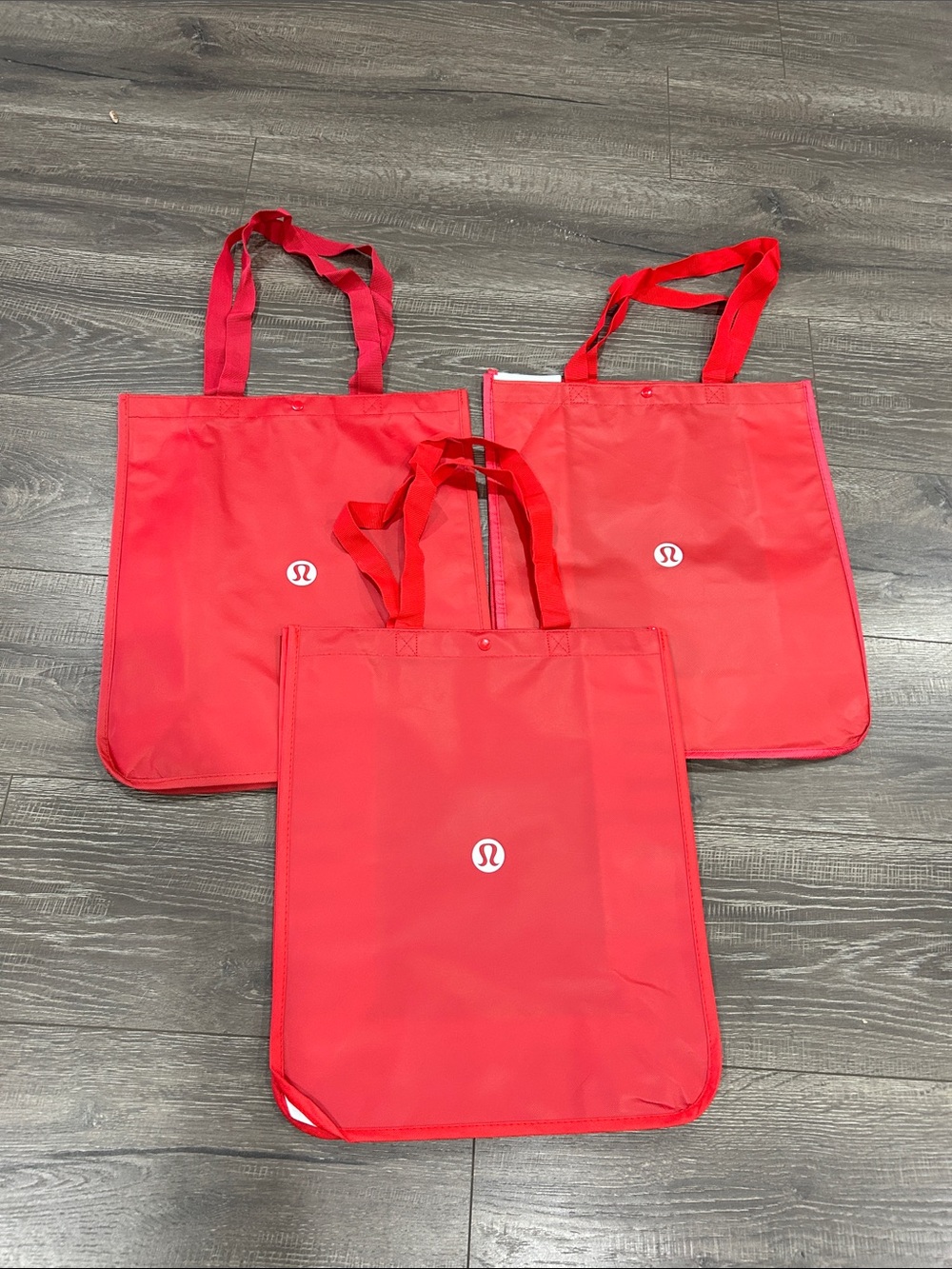 3xlululemon athletica Red reusable shopping Tote Bags -large size
